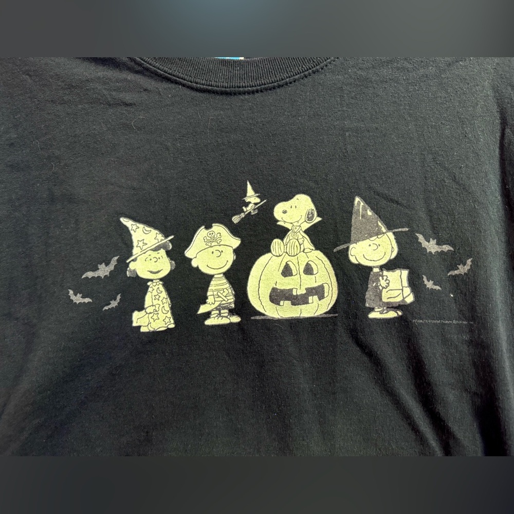 Peanuts Halloween Glow in the Dark Black Short Sleeve T-Shirt Size M